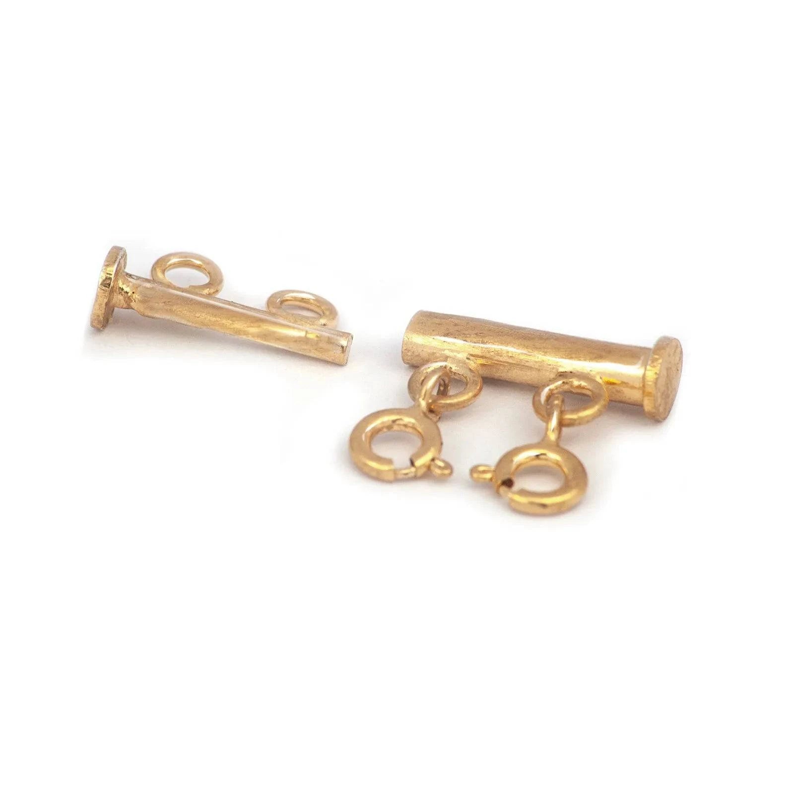 2 Row Ring Bolt Slider Clasp in Gold Vermeil