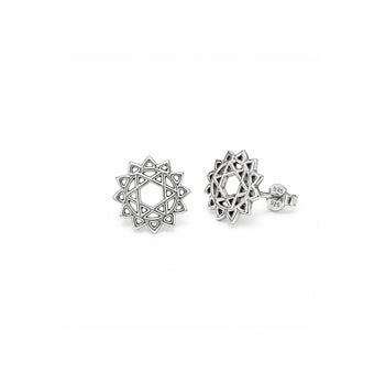 Heart Chakra/Anahata Chakra Stud Earrings In Sterling Silver