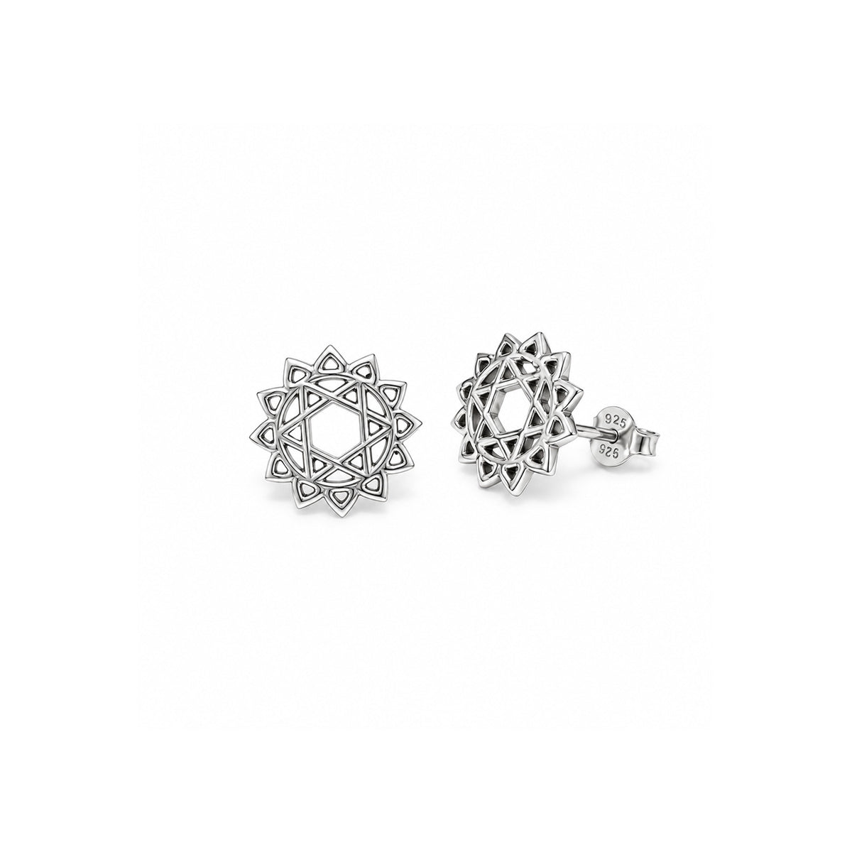 Heart Chakra/Anahata Chakra Stud Earrings In Sterling Silver