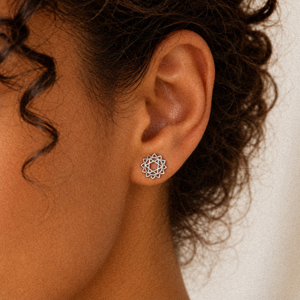 Heart Chakra/Anahata Chakra Stud Earrings In Sterling Silver