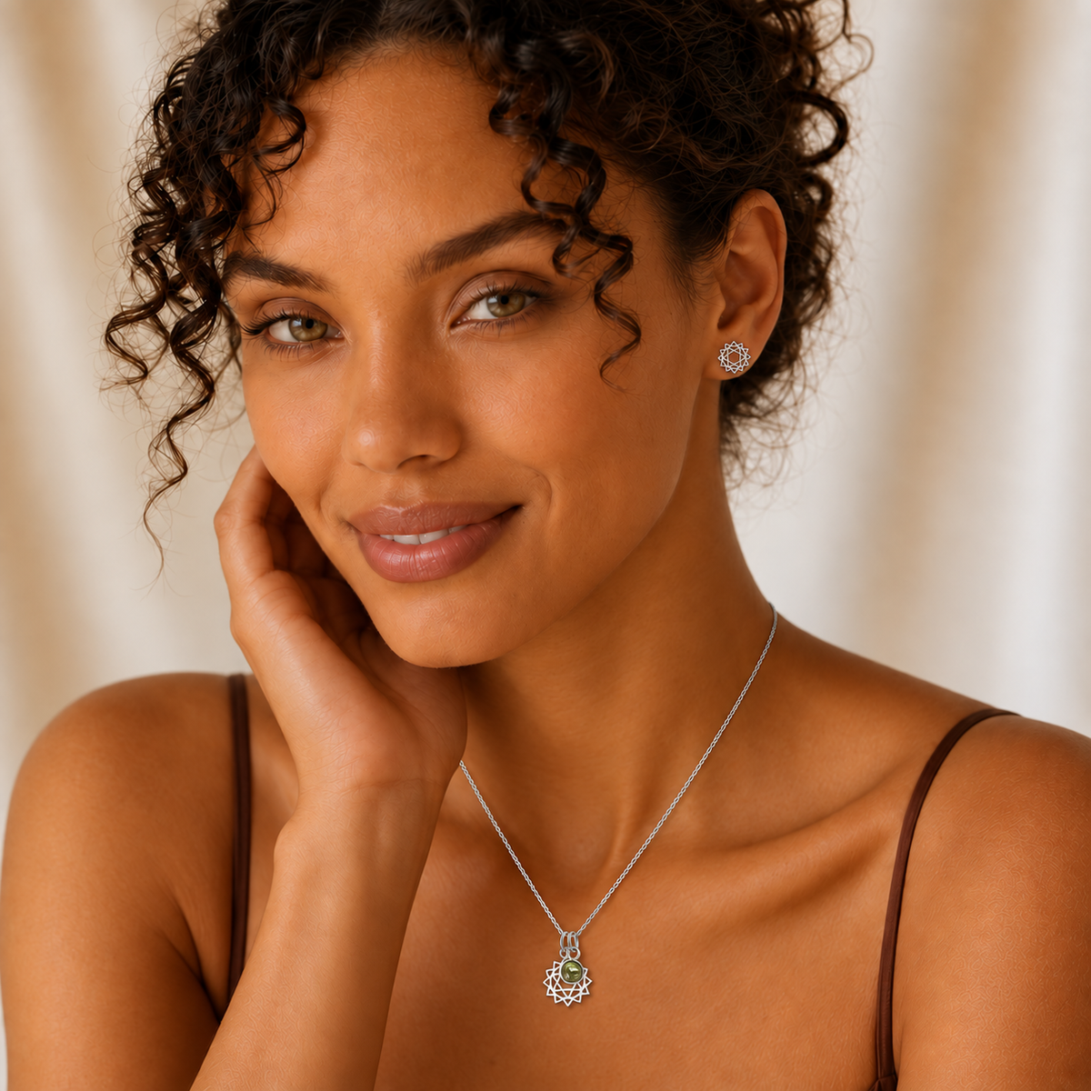 Heart Chakra/Anahata Chakra Stud Earrings In Sterling Silver