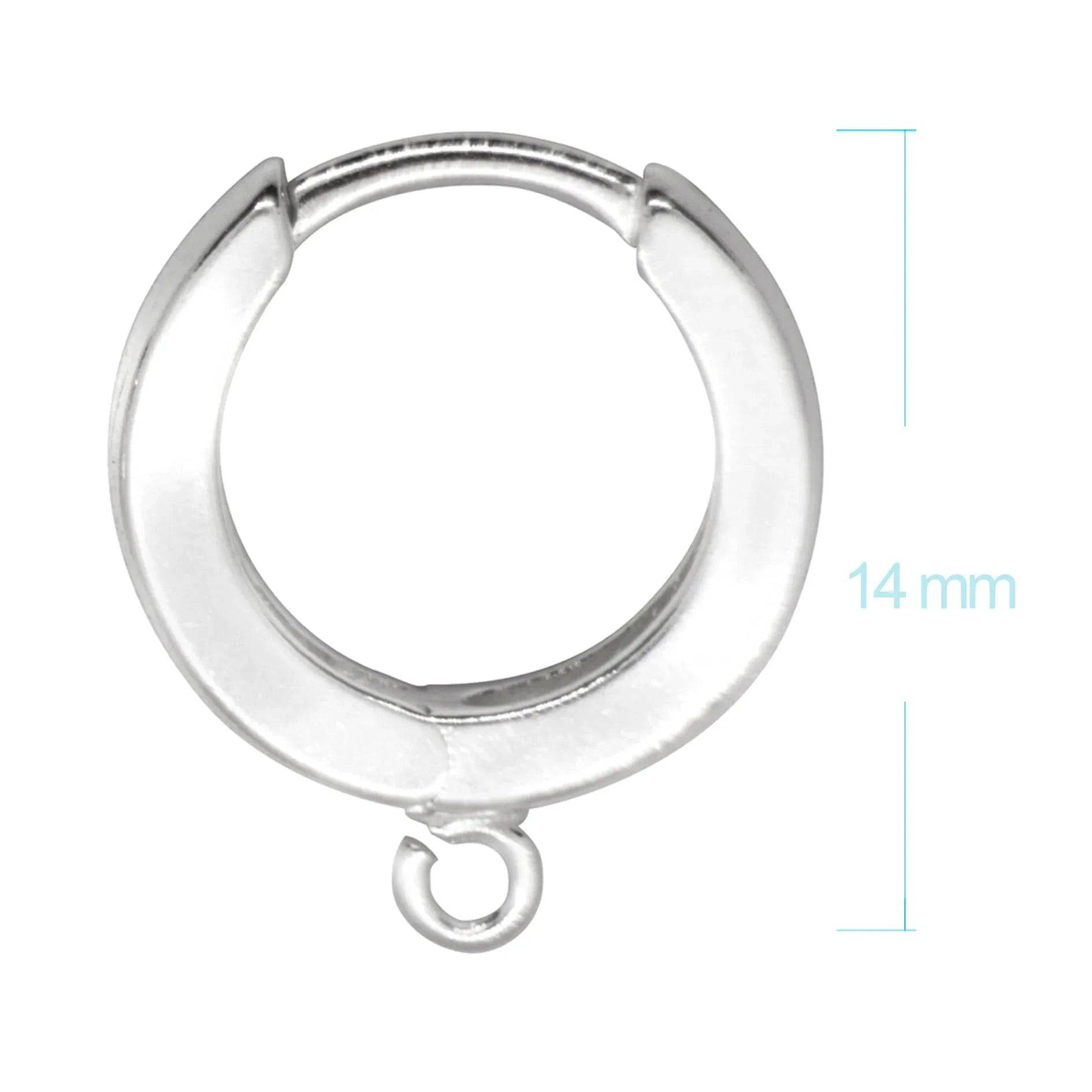 Hinged Huggie Hoop Earring Findings in Sterling Silver - 14mm Diameter