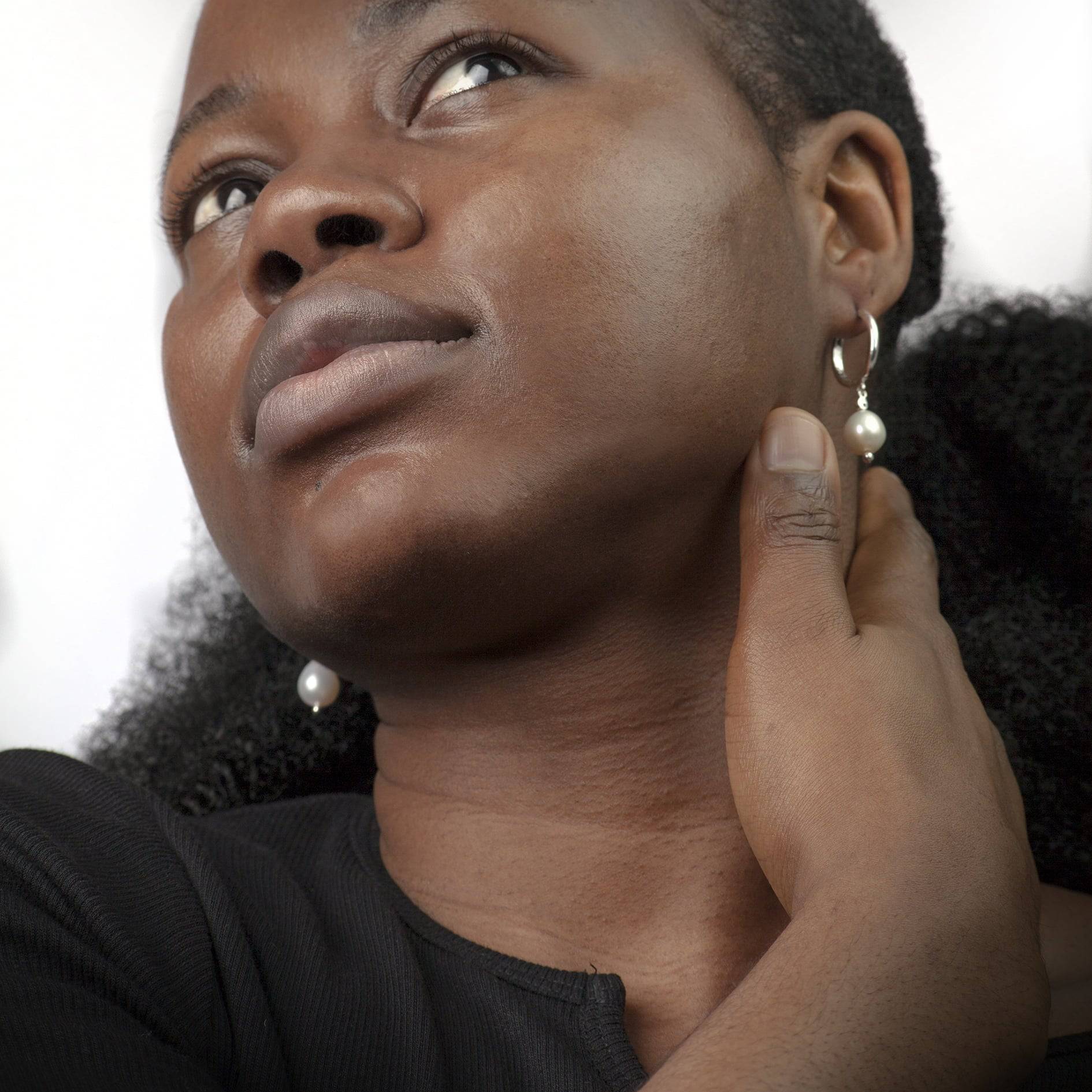 Huggie with Pearl and Turquoise in Sterling Silver