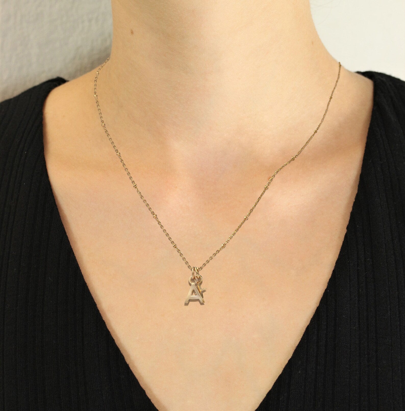 Alphabet charm necklace in gold vermeil