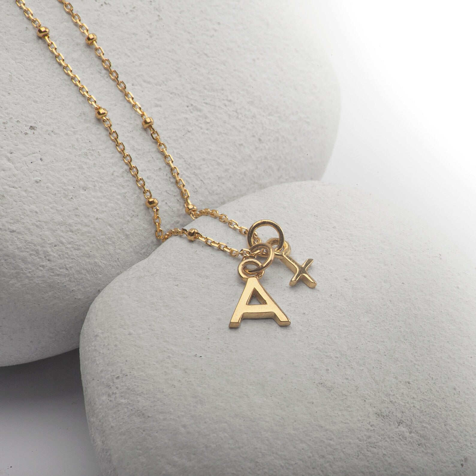 Alphabet charm necklace in gold vermeil