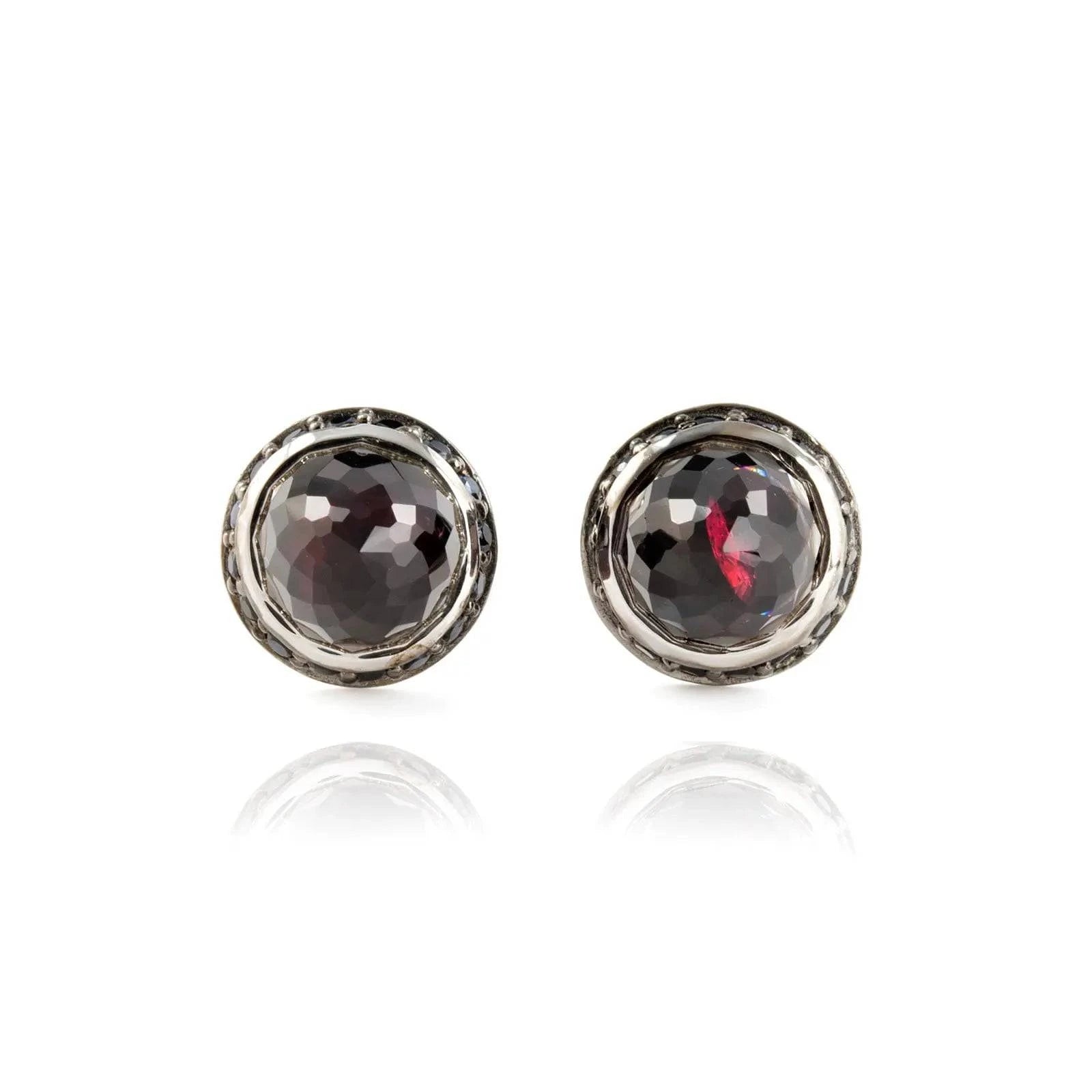 Istanbul Night Garnet and Black Spinel Studs in Sterling Silver