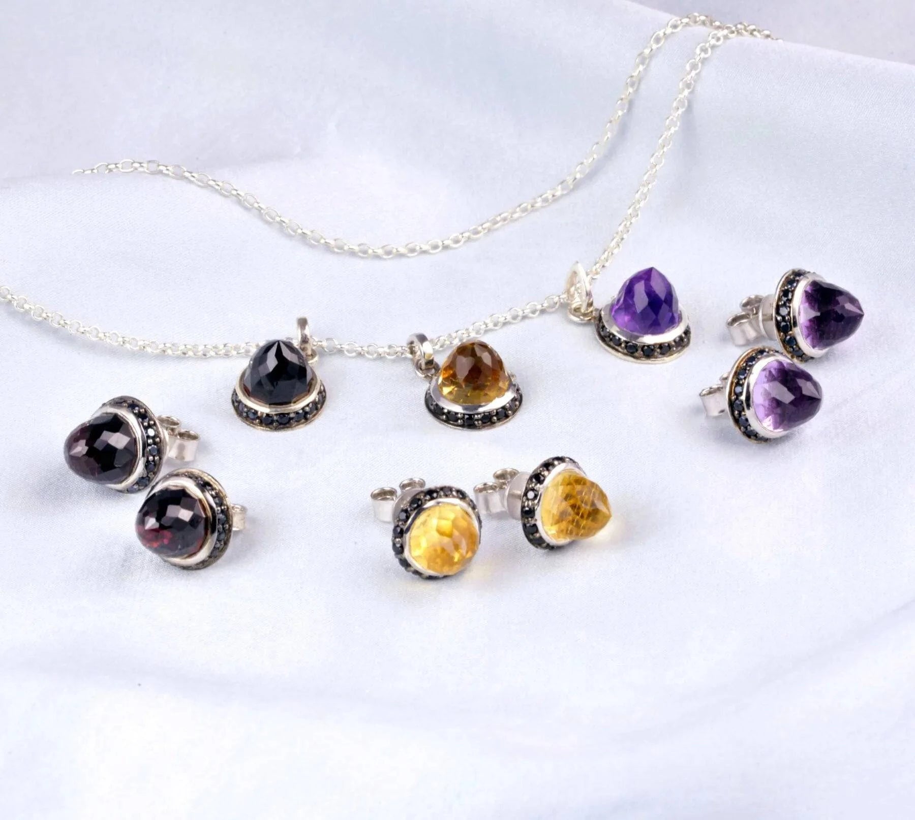 Istanbul Soul Citrine and Black Spinel Jewellery Set in Sterling Silver