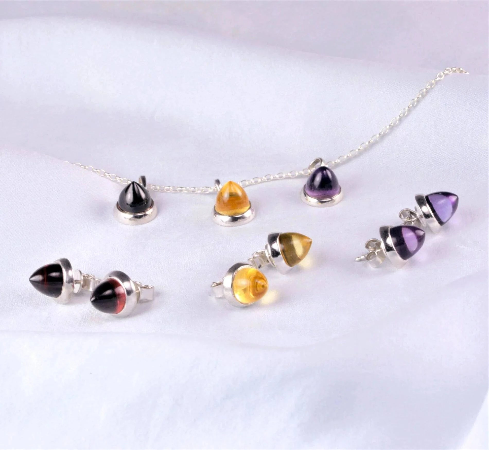 Istanbul Wine Garnet Jewellery Set in Sterling Silver