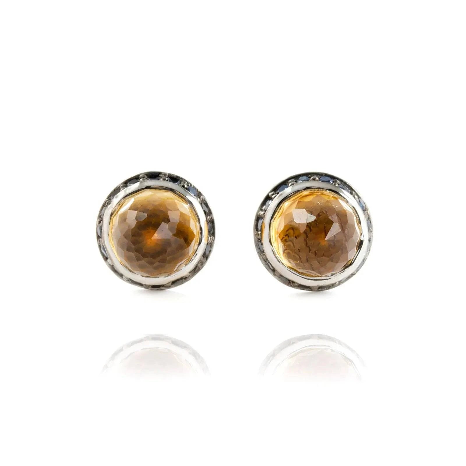 Istanbul Soul Citrine and Black Spinel Studs in Sterling Silver
