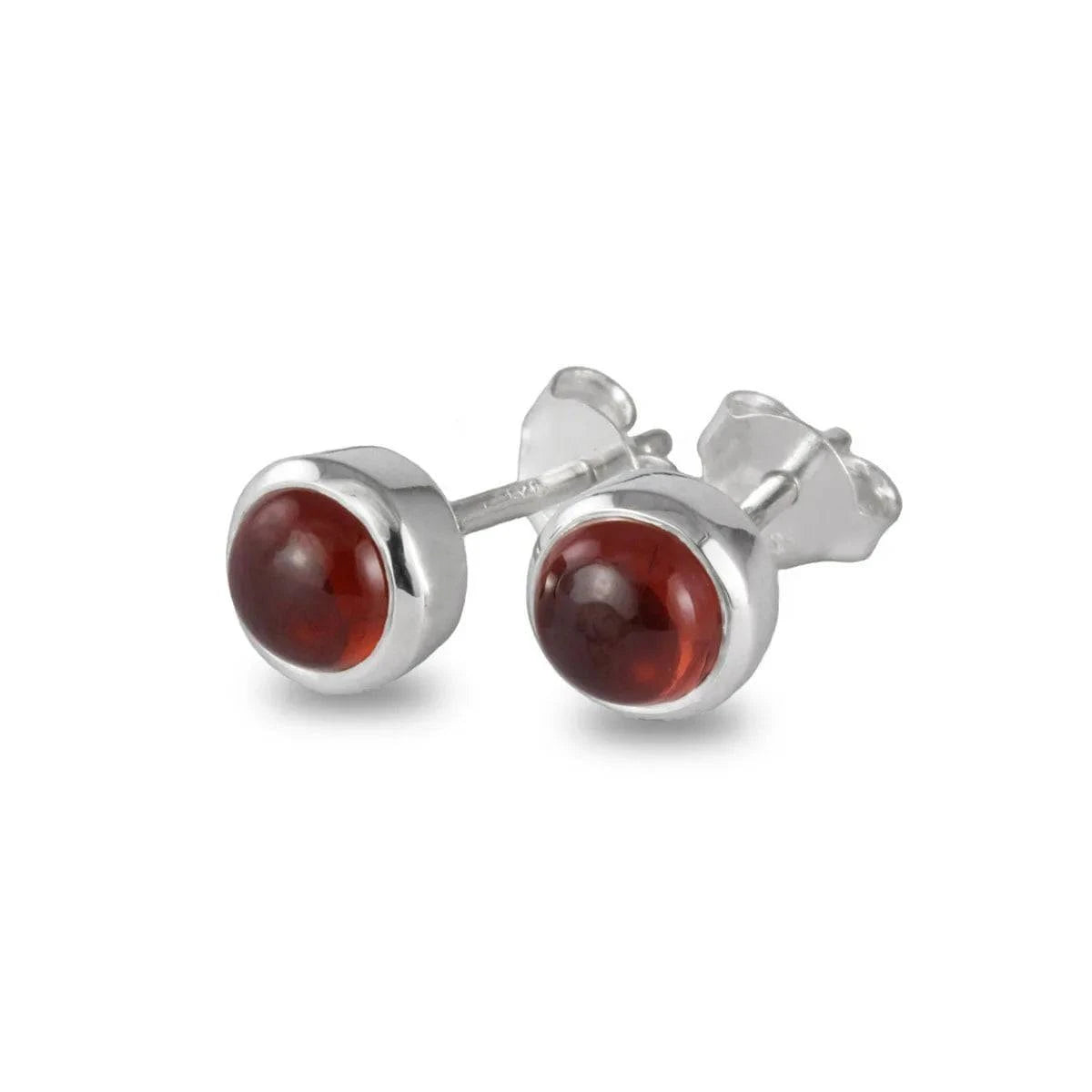January Birthstone Earring Studs - Garnet in Sterling Silver