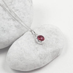 July Birthstone Necklace - Ruby Gemstone in Sterling Silver
