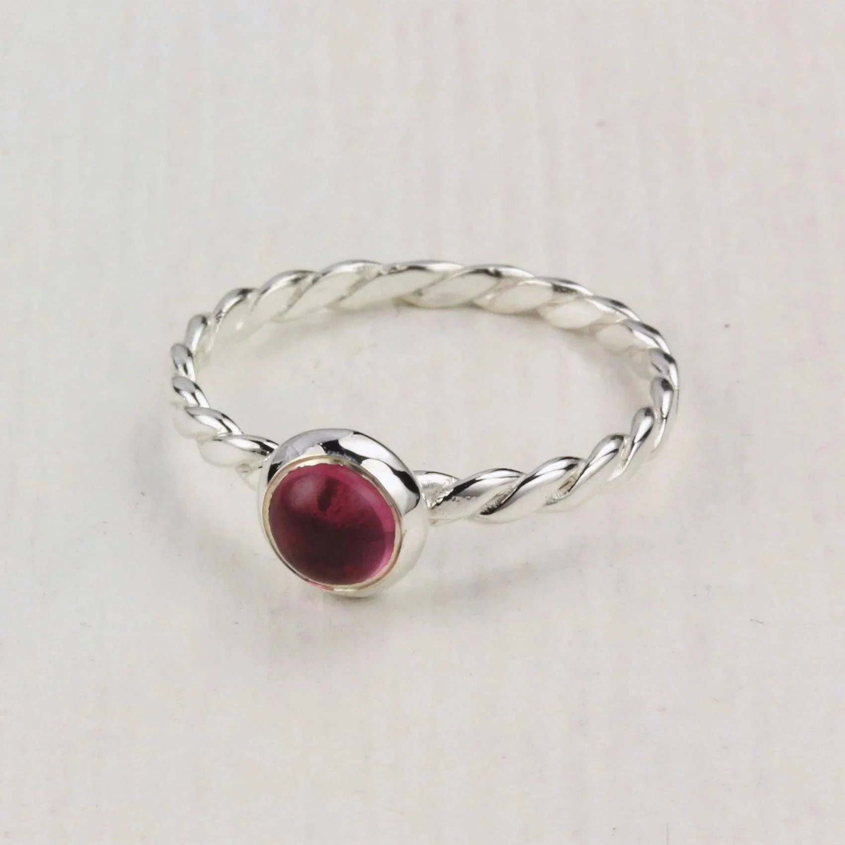 July Birthstone Ring with Genuine Ruby in Silver