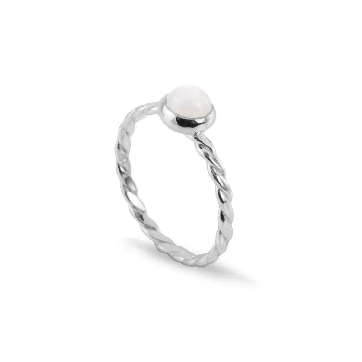 June Birthstone Ring with Moonstone in Sterling Silver