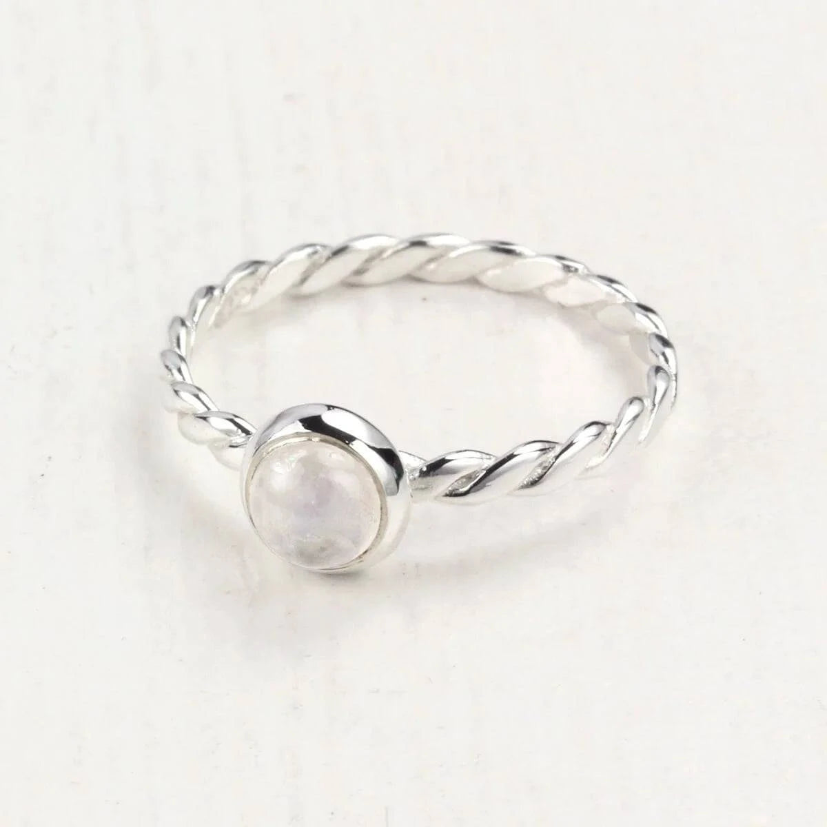 June Birthstone Ring with Moonstone in Sterling Silver