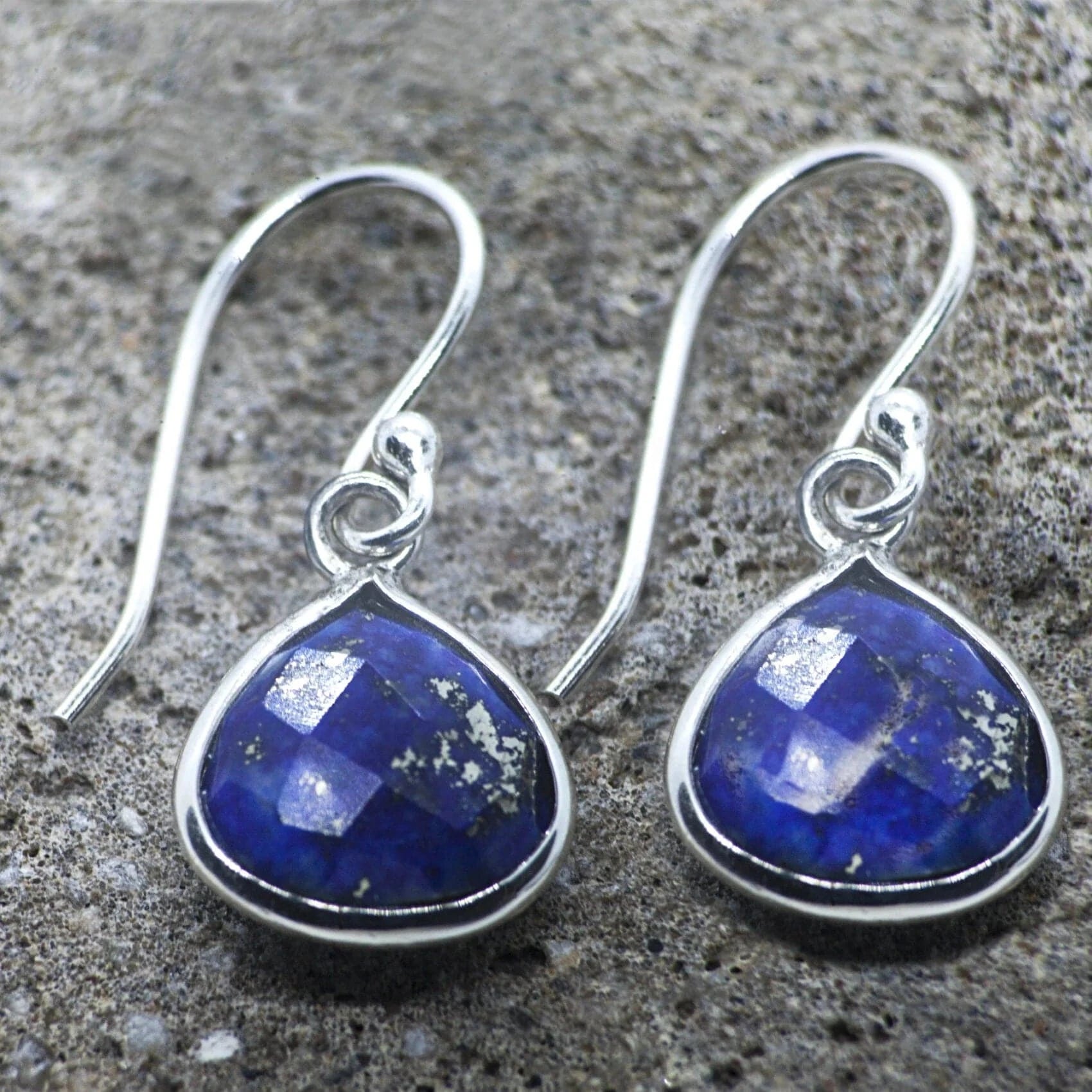 Teardrop Earrings with Lapis Lazuli in Sterling Silver