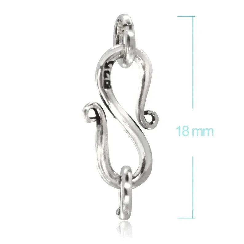 S Hook Clasp Finding for Necklace or Bracelet, in Sterling Silver - 18mm