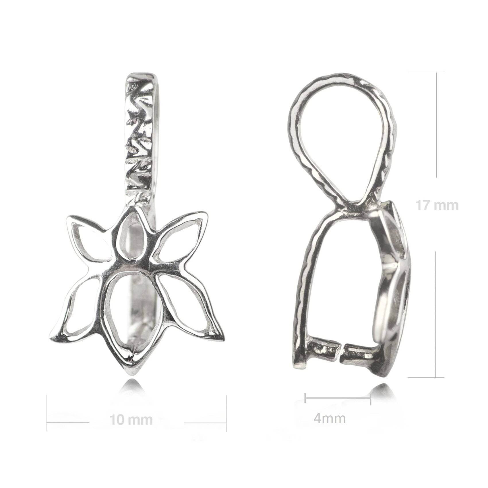 Lotus Flower Pendant Pinch Bail in Sterling silver