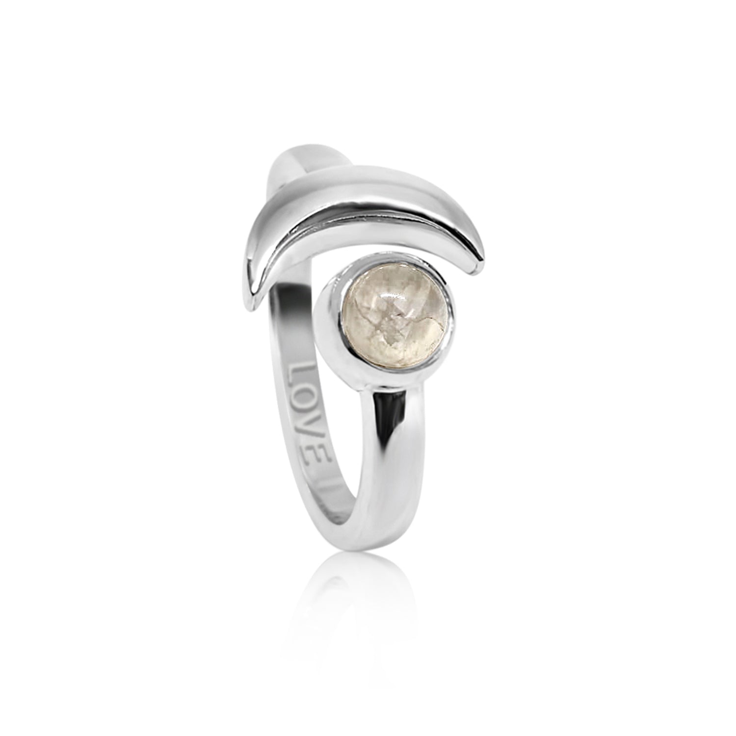 Adjustable June Love Birthstone Ring In Sterling Silver- Moonstone