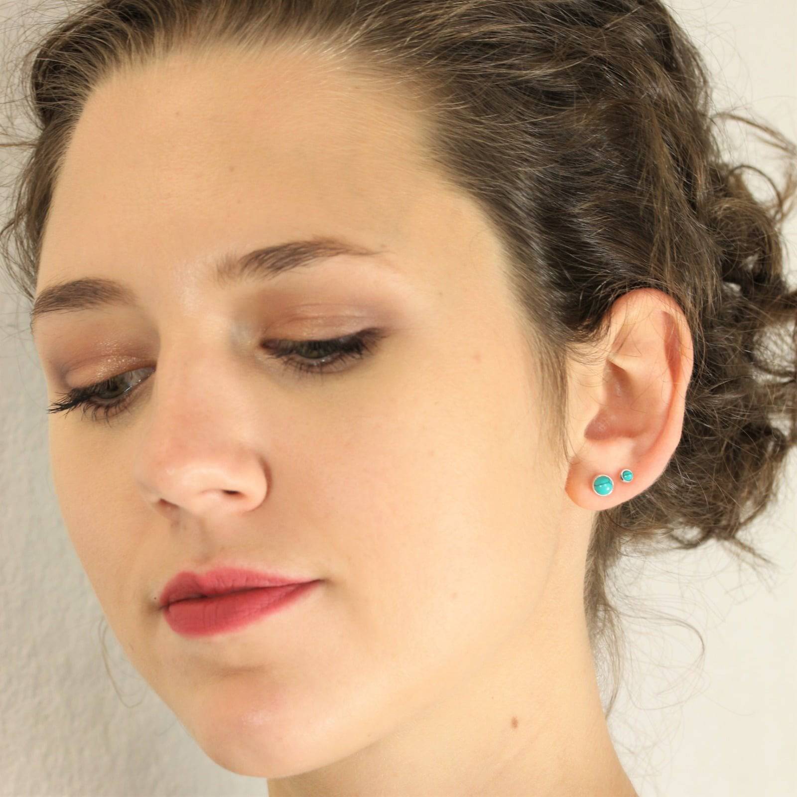 September Birthstone Tiny Stud Earrings In Sterling Silver- Blue Sapphire