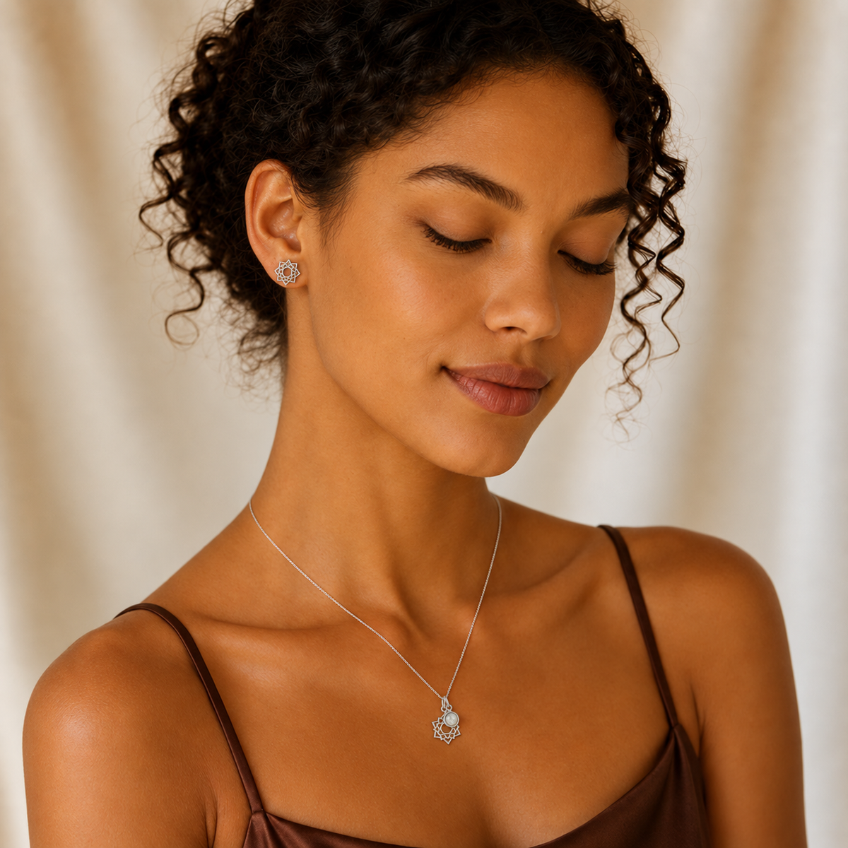 Crown Chakra/Sahastrara Chakra Stud Earrings In Sterling Silver
