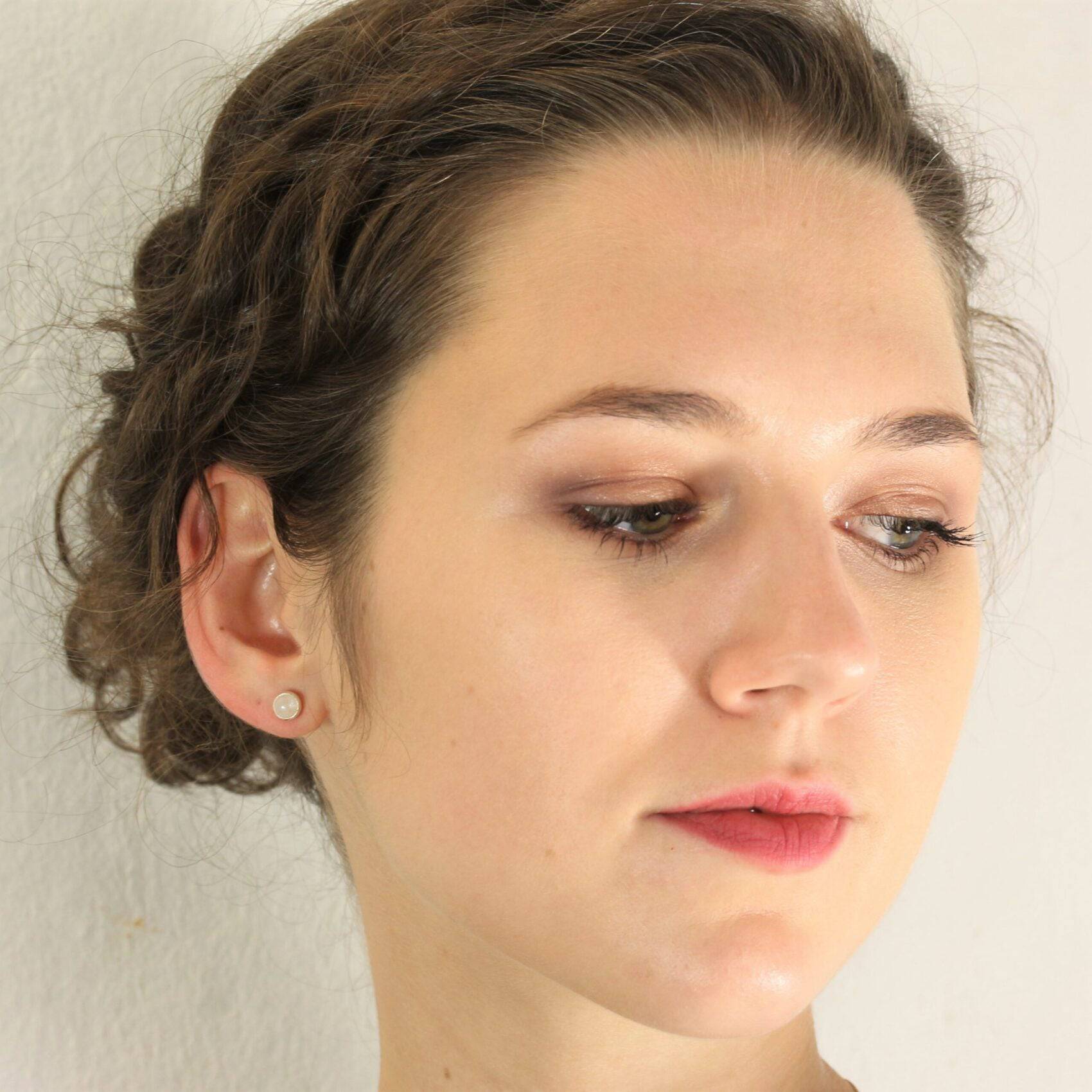 June Birthstone Earring Studs on Model