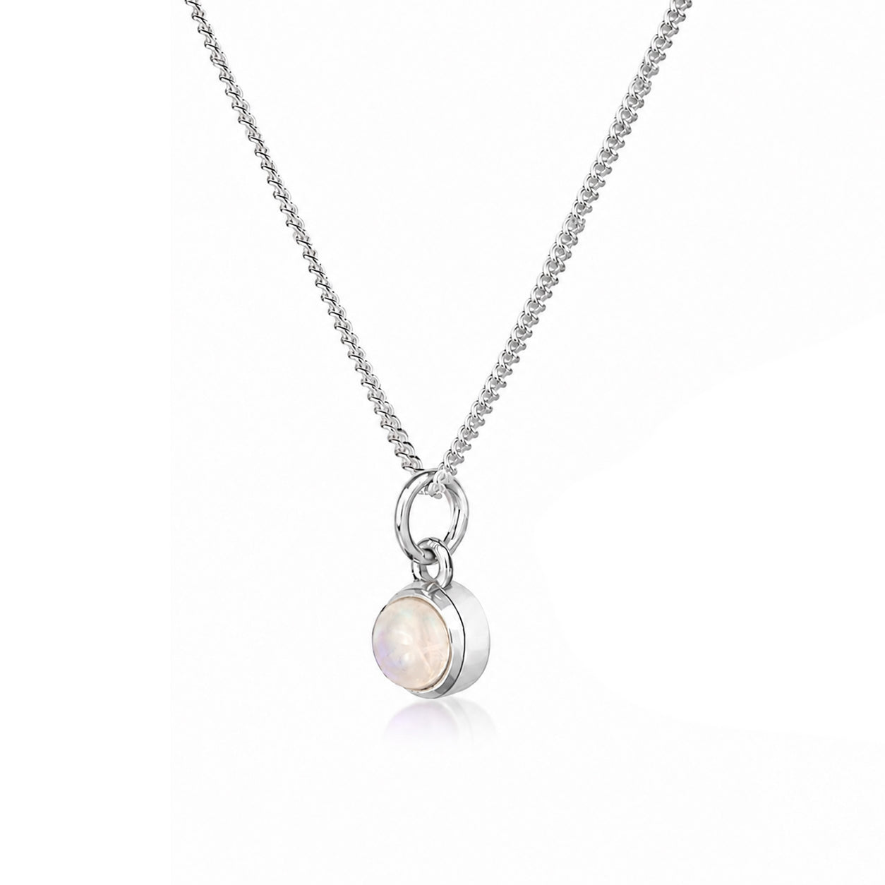 June Birthstone Necklace - Moonstone Charm in Sterling Silver