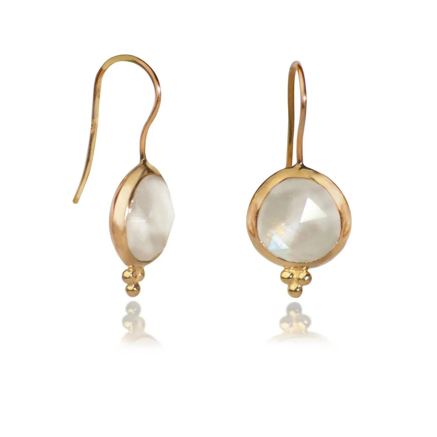 Moonstone 'You Are Loved' Hook Earrings In Gold Vermeil