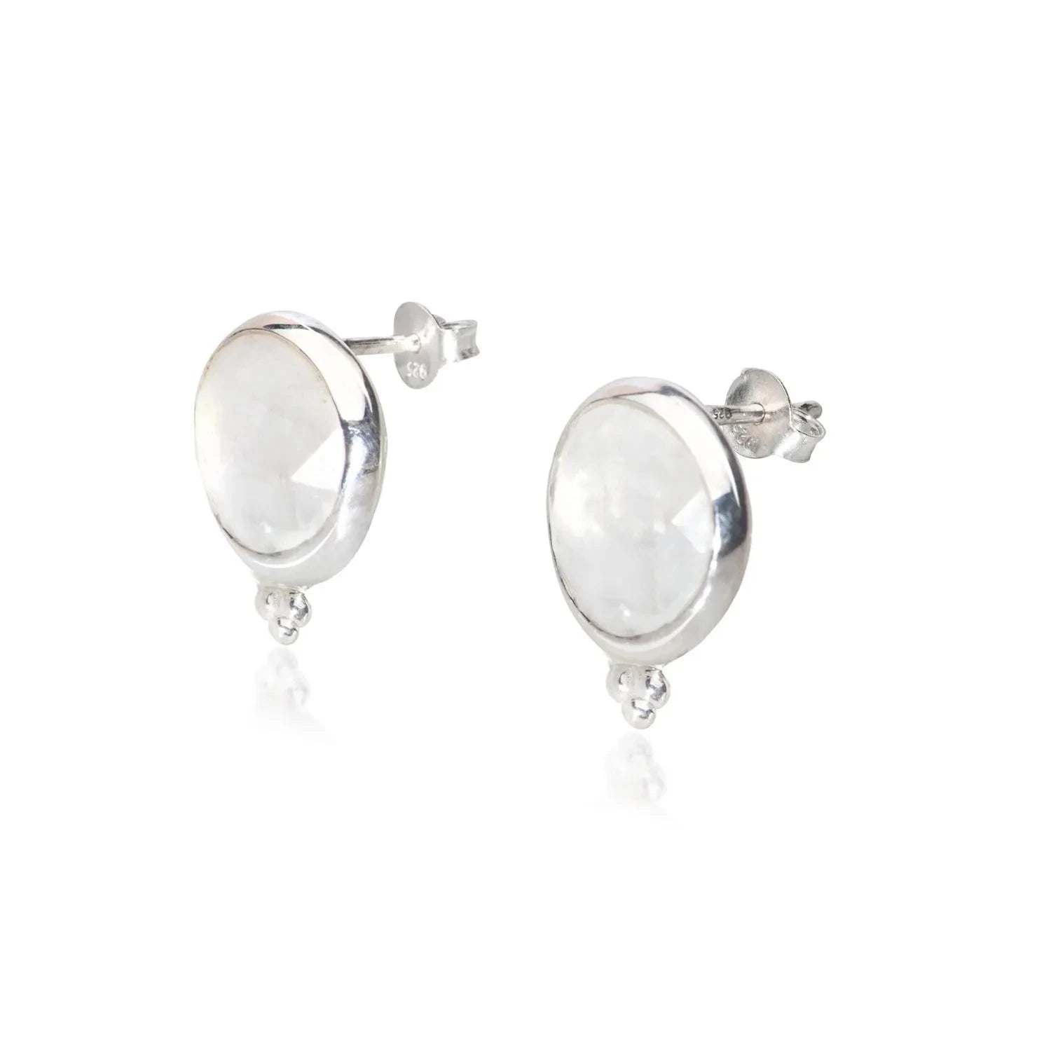 Moonstone 'You Are Loved' Stud Earrings In Sterling Silver