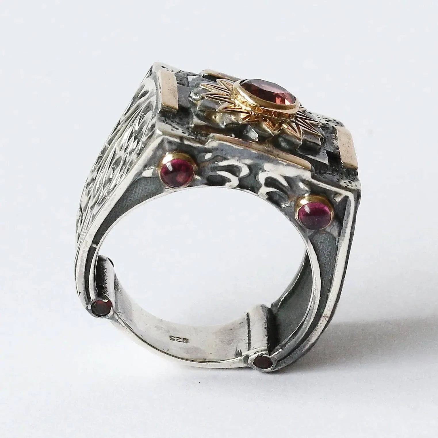 Mystic Royal Mandala Ring with Faceted Pink Tourmaline