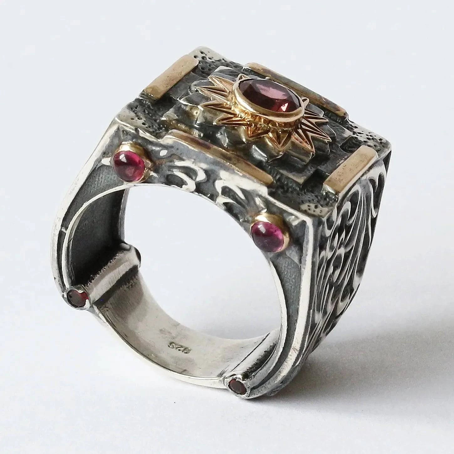 Mystic Royal Mandala Ring with Faceted Pink Tourmaline