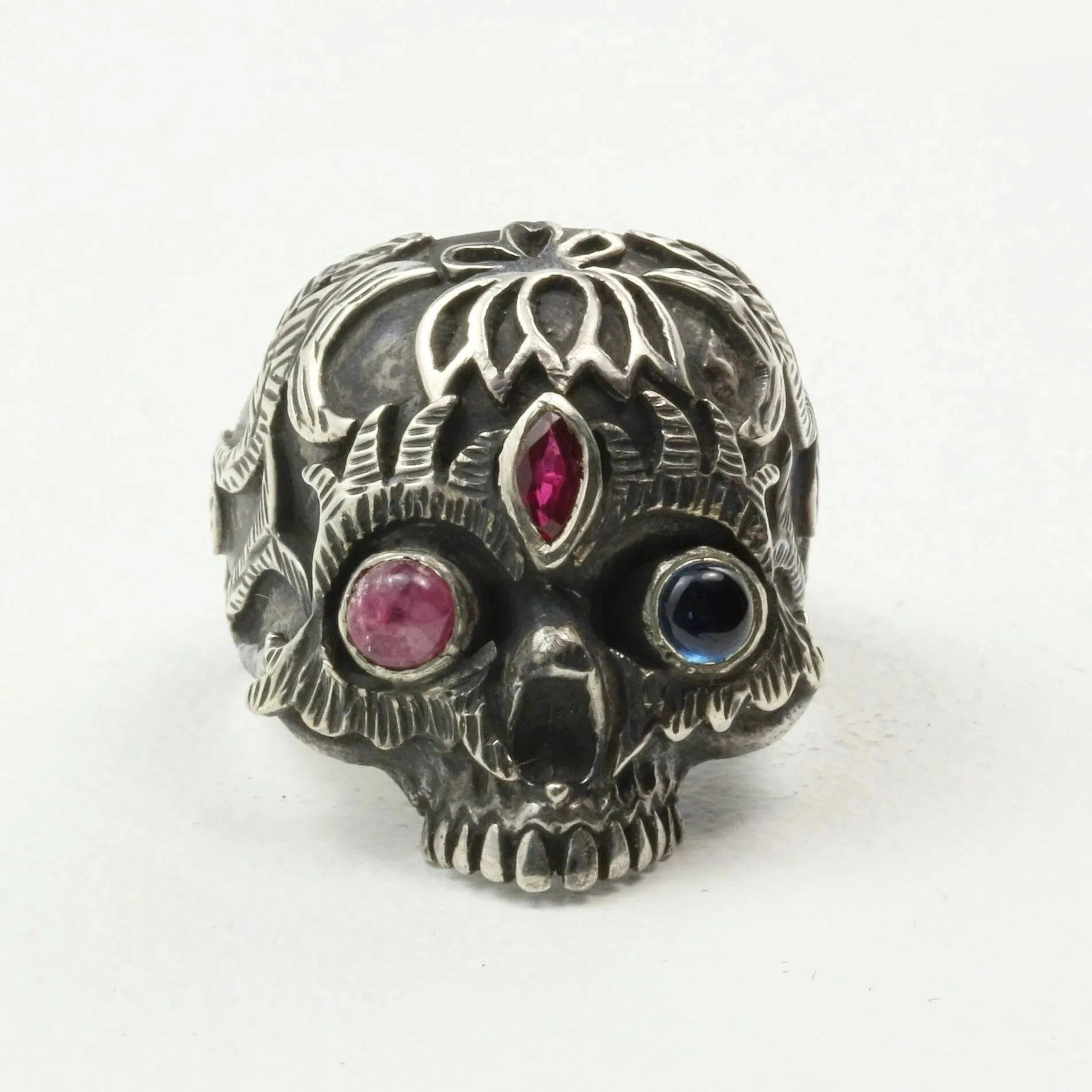 Mystic Third Eye Ring with Ruby Garnet and Iolite in Sterling Silver