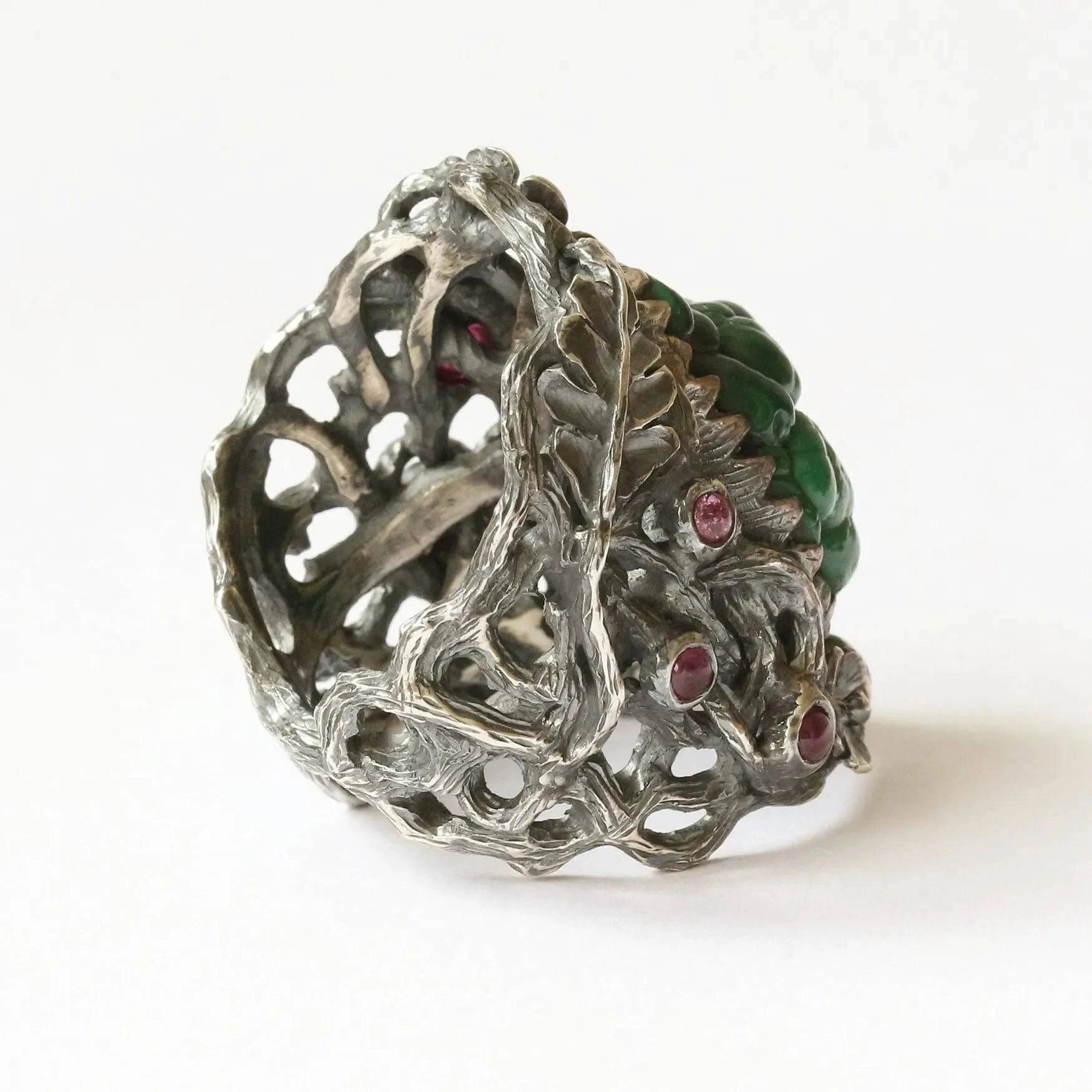 Mystic Vibrant Ring with Bubble Malachite Crystal