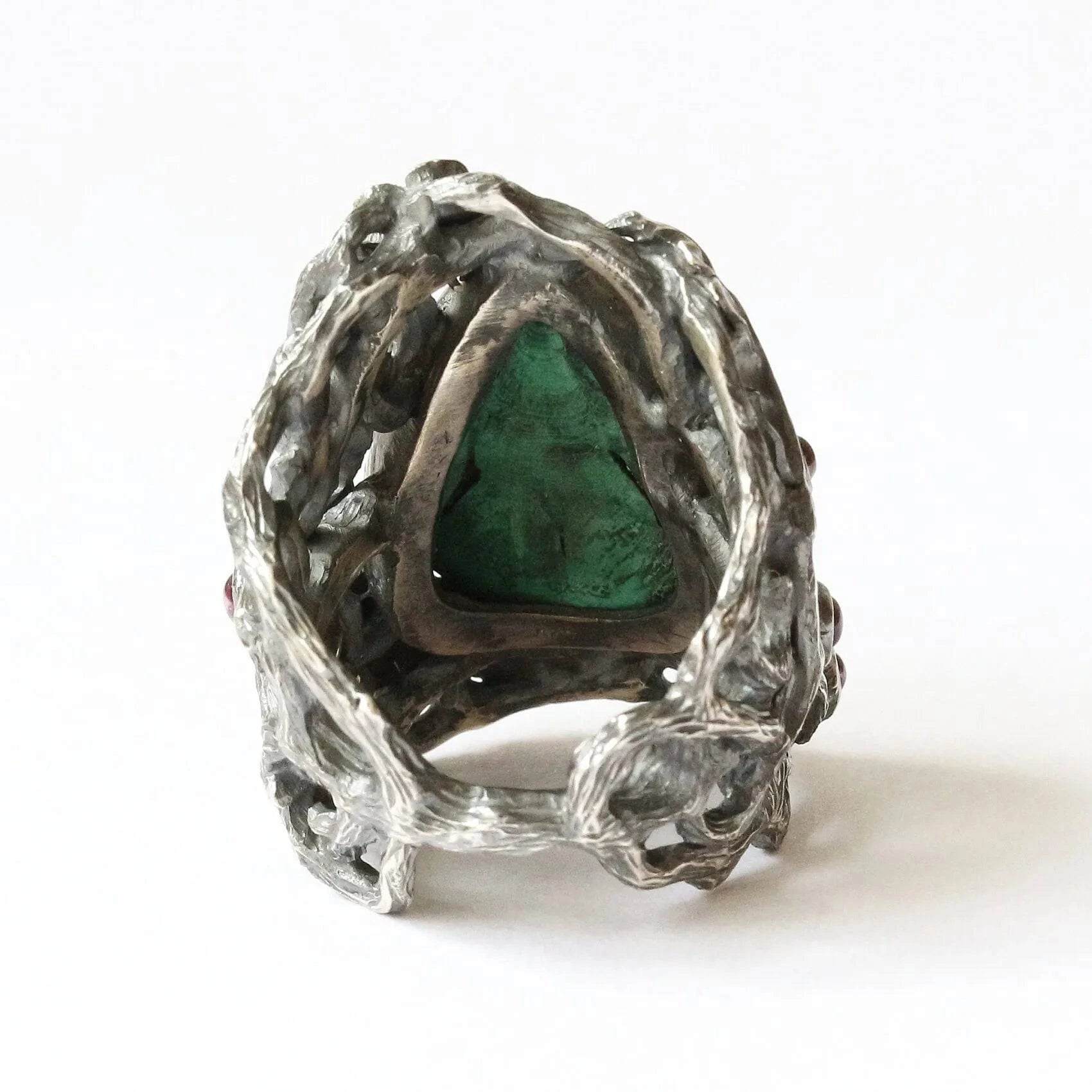 Mystic Vibrant Ring with Bubble Malachite Crystal