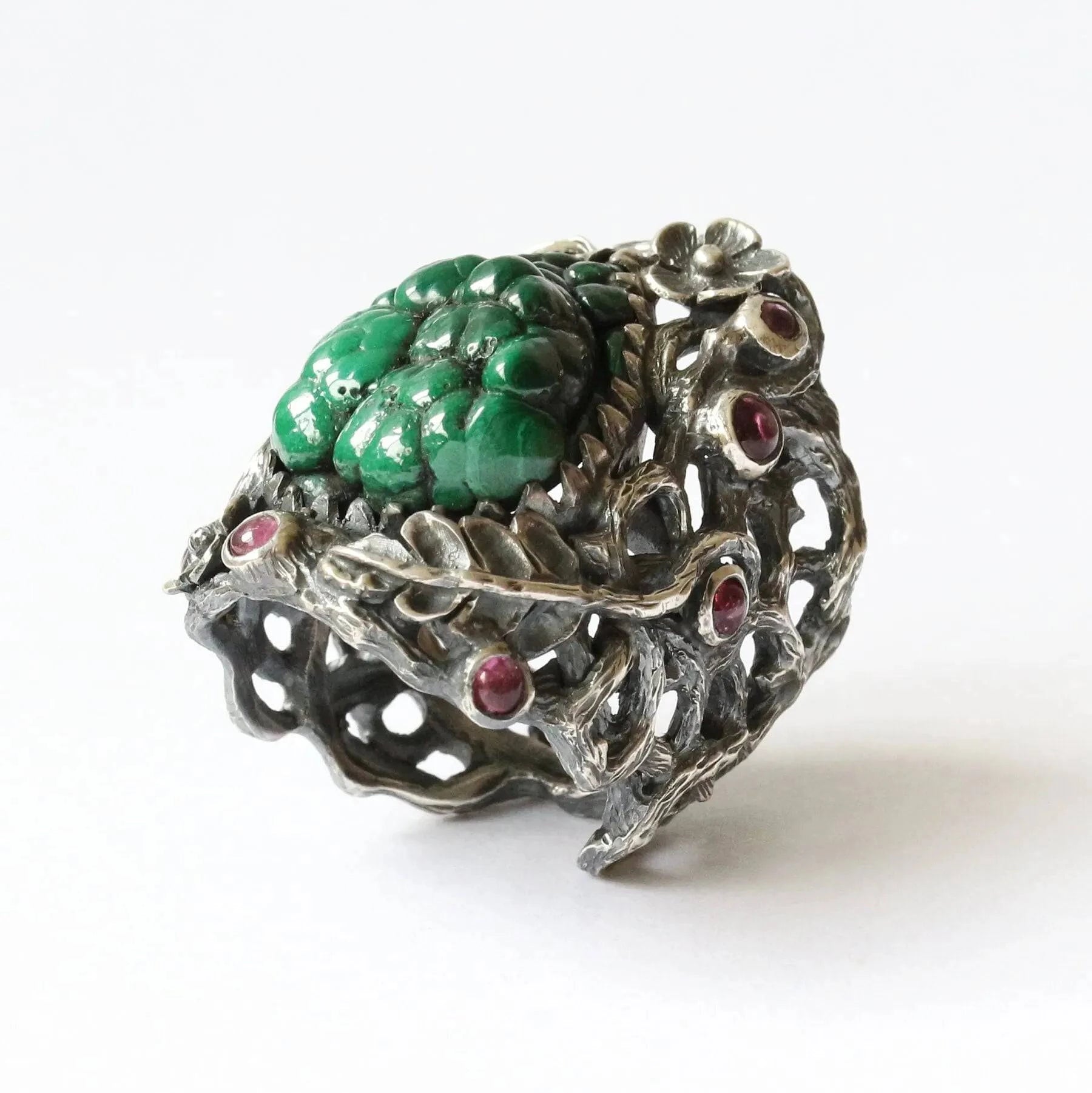 Mystic Vibrant Ring with Bubble Malachite Crystal