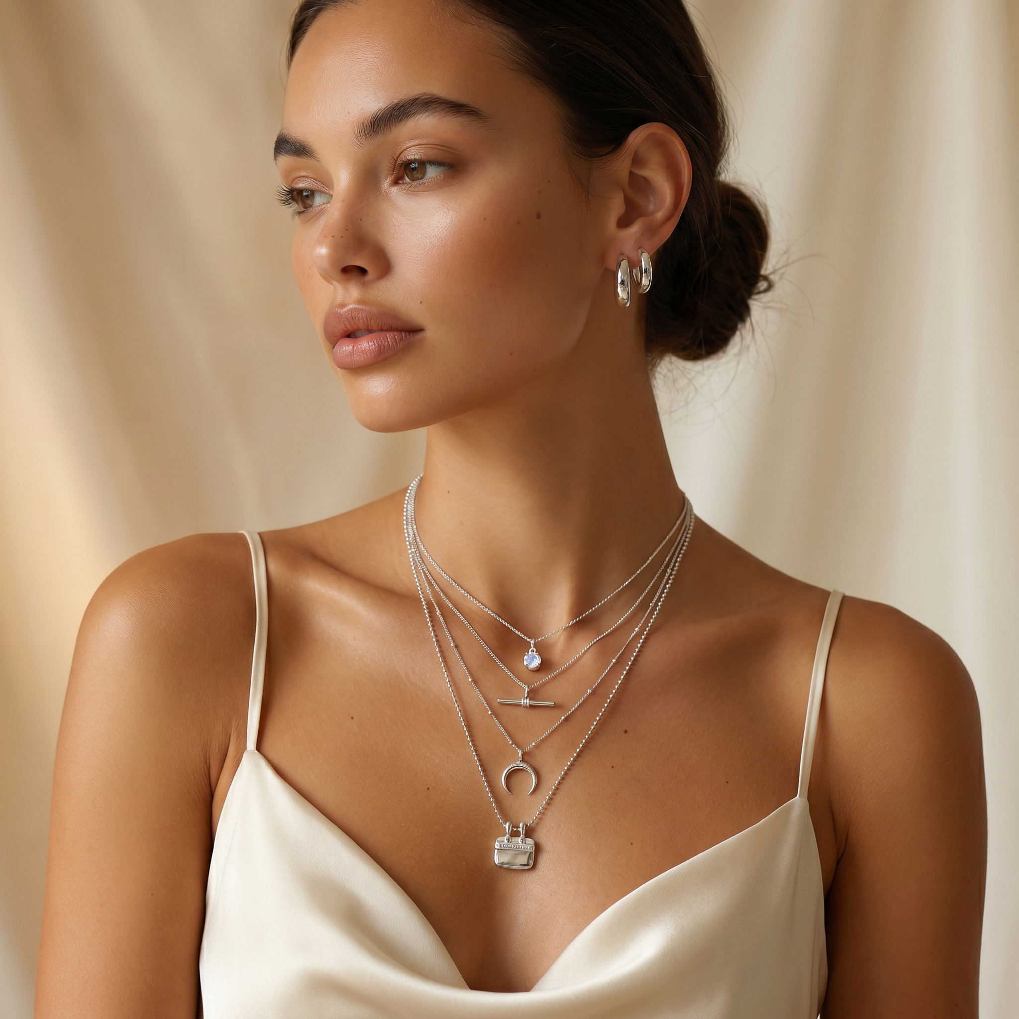 The Equilibrium Bar Charm Necklace In Sterling Silver
