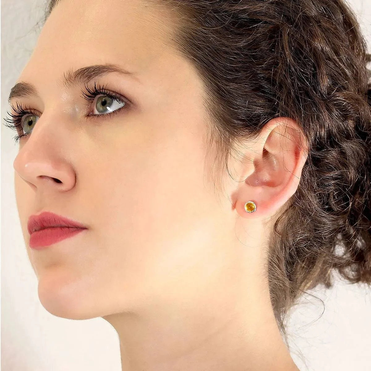 November Birthstone Earrings Studs ‚ Citrine in Sterling Silver