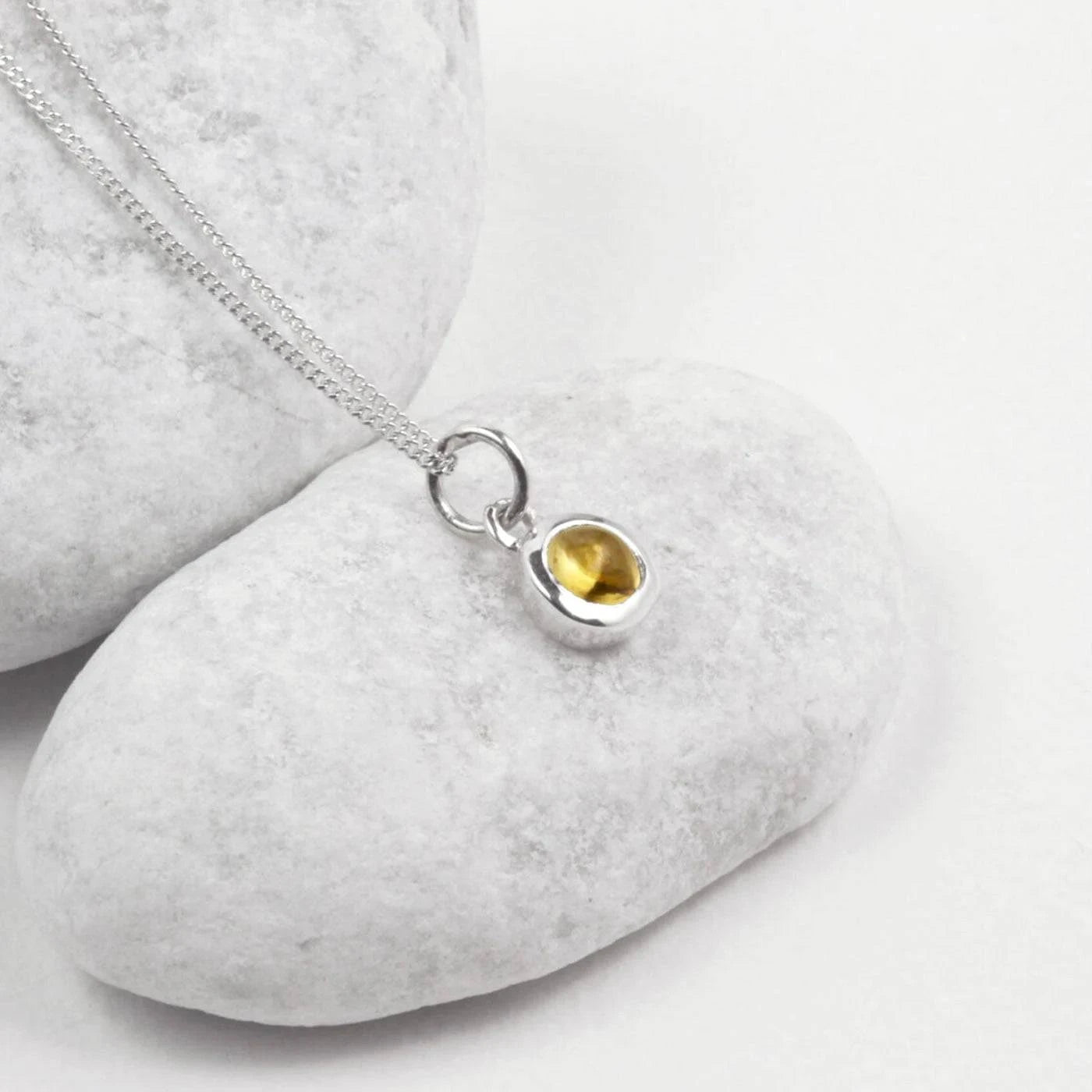 November Birthstone Jewellery Set - Citrine Studs & Charm Necklace