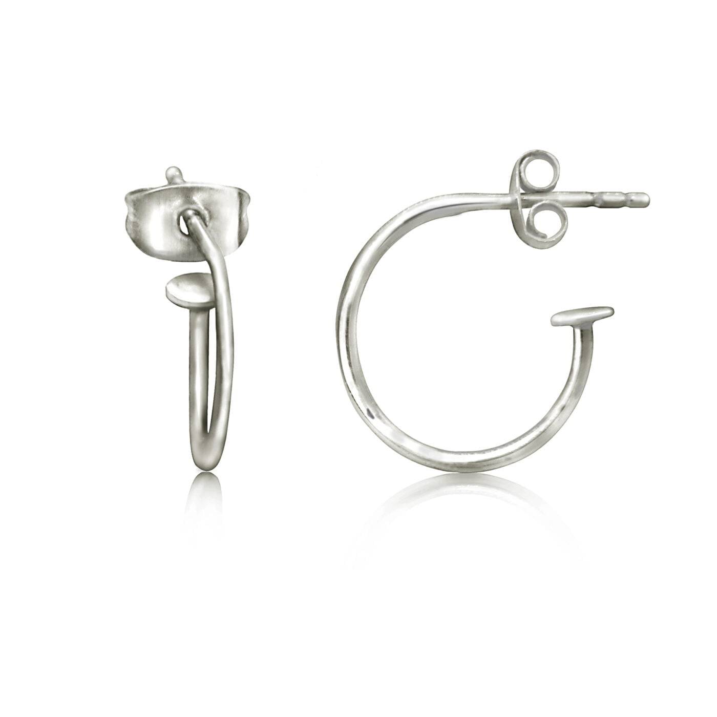 October Birthstone Hoop Earrings with Pink  Tourmaline Charm in Sterling Silver