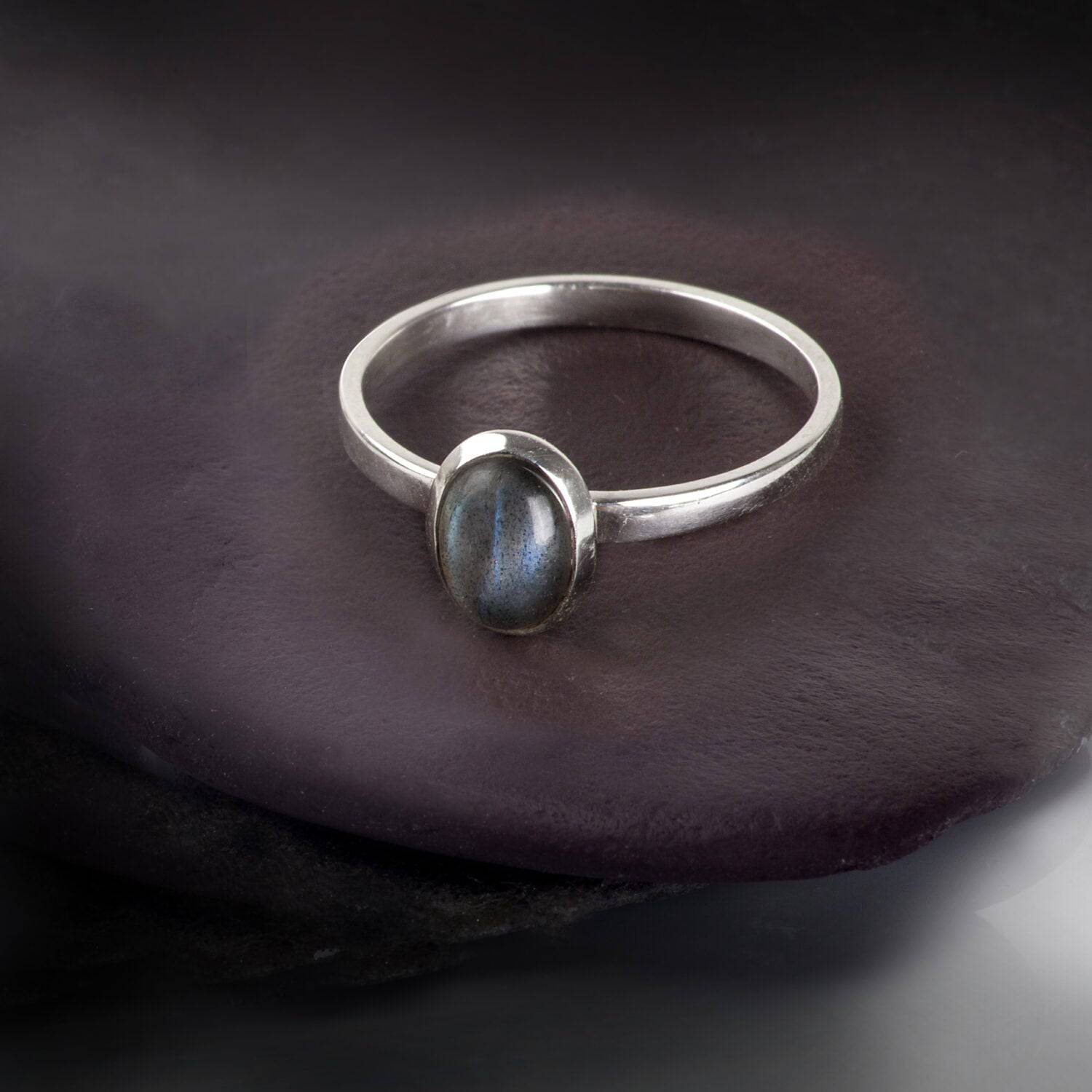 Oval Labradorite Ring in Sterling Silver