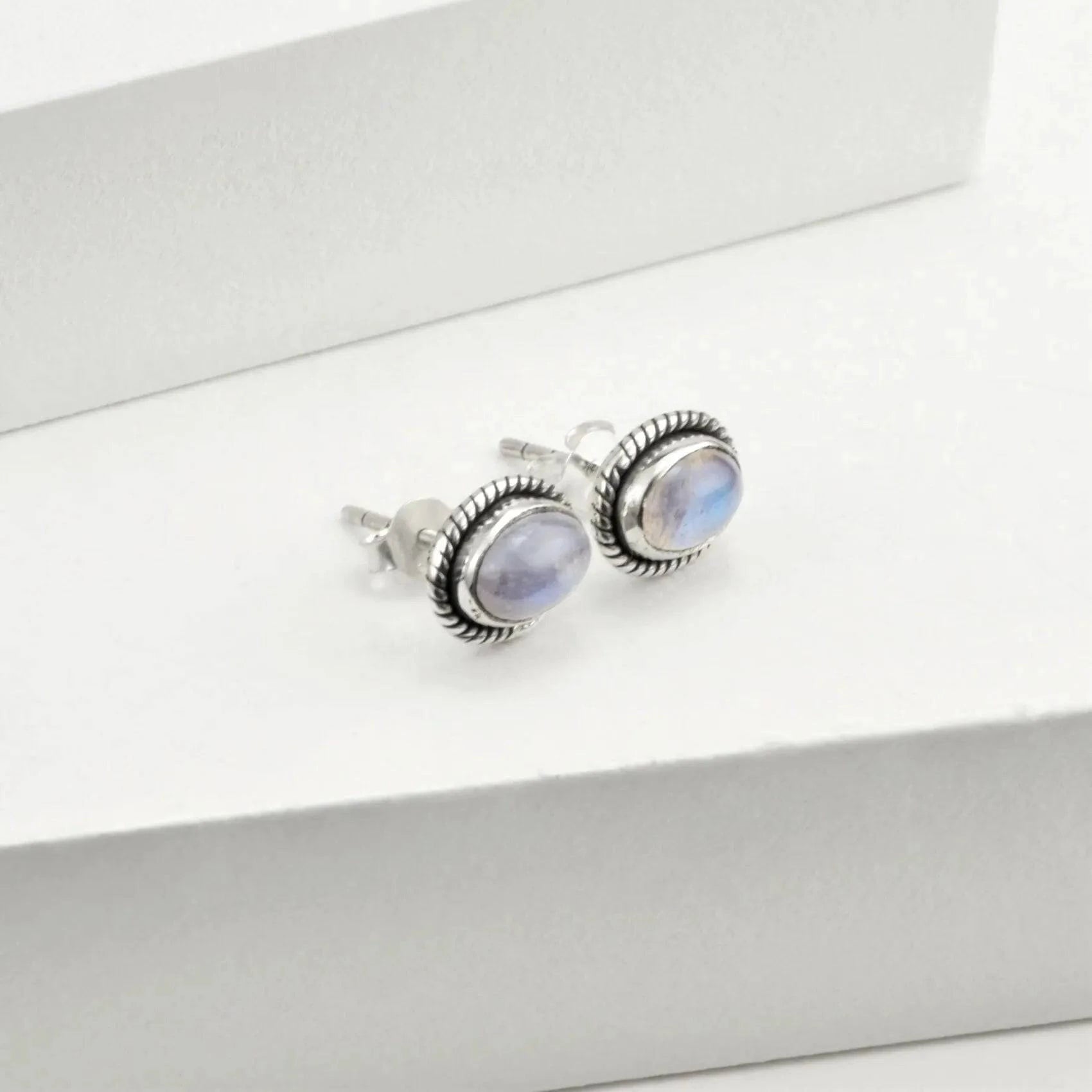 Twisted Wire Oval Moonstone Jewellery Set in Sterling Silver