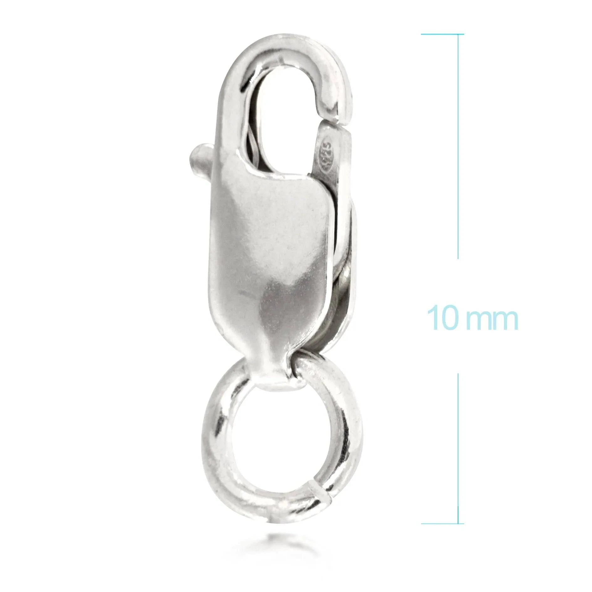 Oval-Shaped Lobster Clasp Finding in 925 Sterling Silver - 10mm