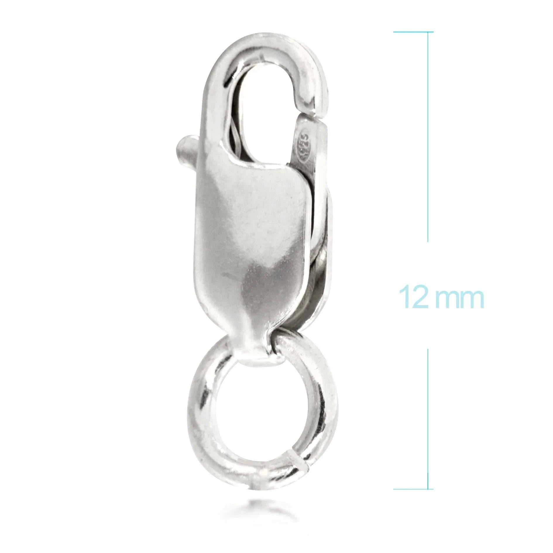 Oval-Shaped Lobster Clasp Finding in 925 Sterling Silver - 12mm