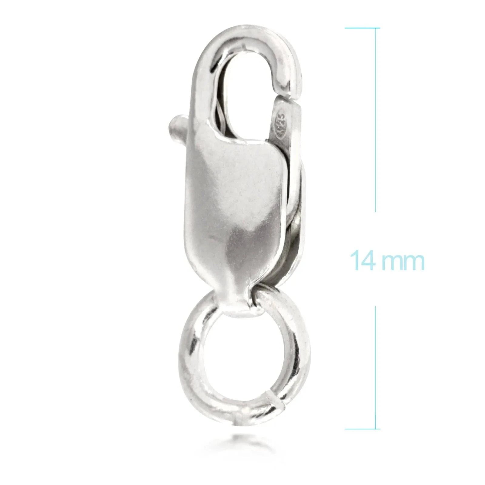 Oval-Shaped Lobster Clasp Finding in 925 Sterling Silver - 14mm