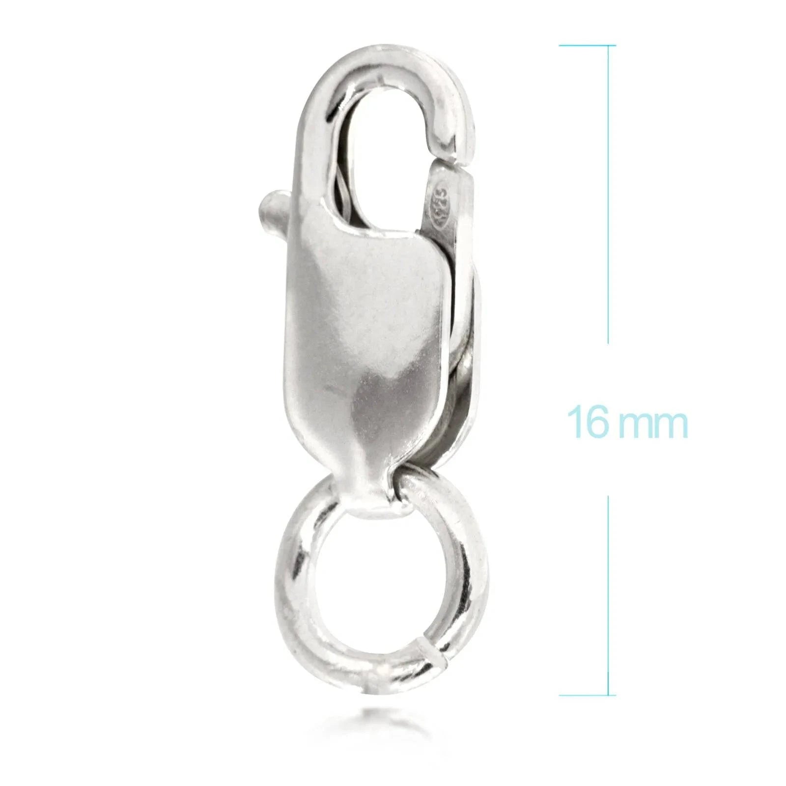 Oval-Shaped Lobster Clasp Finding in 925 Sterling Silver - 16mm