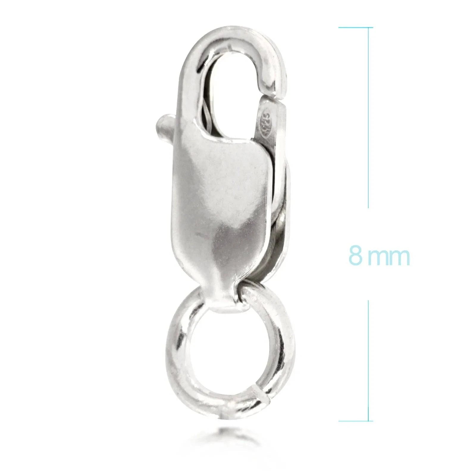 Oval-Shaped Lobster Clasp Finding in Sterling Silver - 8mm