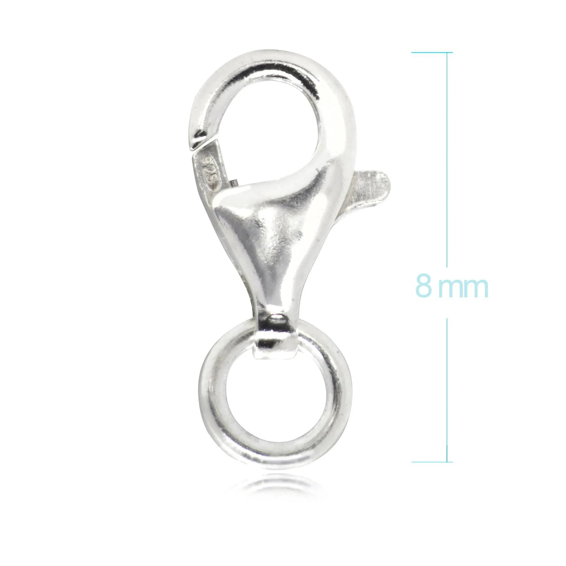 Pear-Shaped Lobster Clasp Finding in 925 Sterling Silver - 8mm