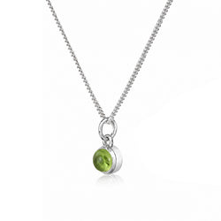 August Birthstone Necklace - Peridot Gemstone Charm in Sterling Silver