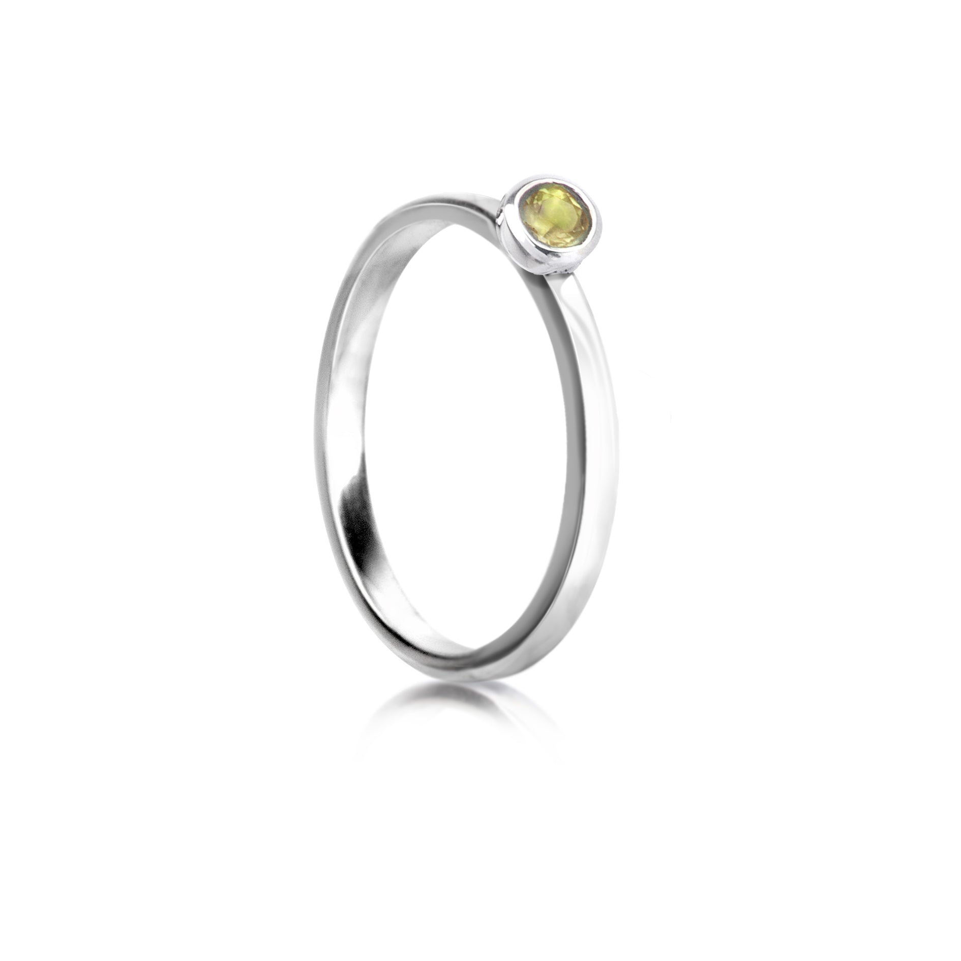 August Birthstone Stackable Ring with Peridot in Sterling Silver
