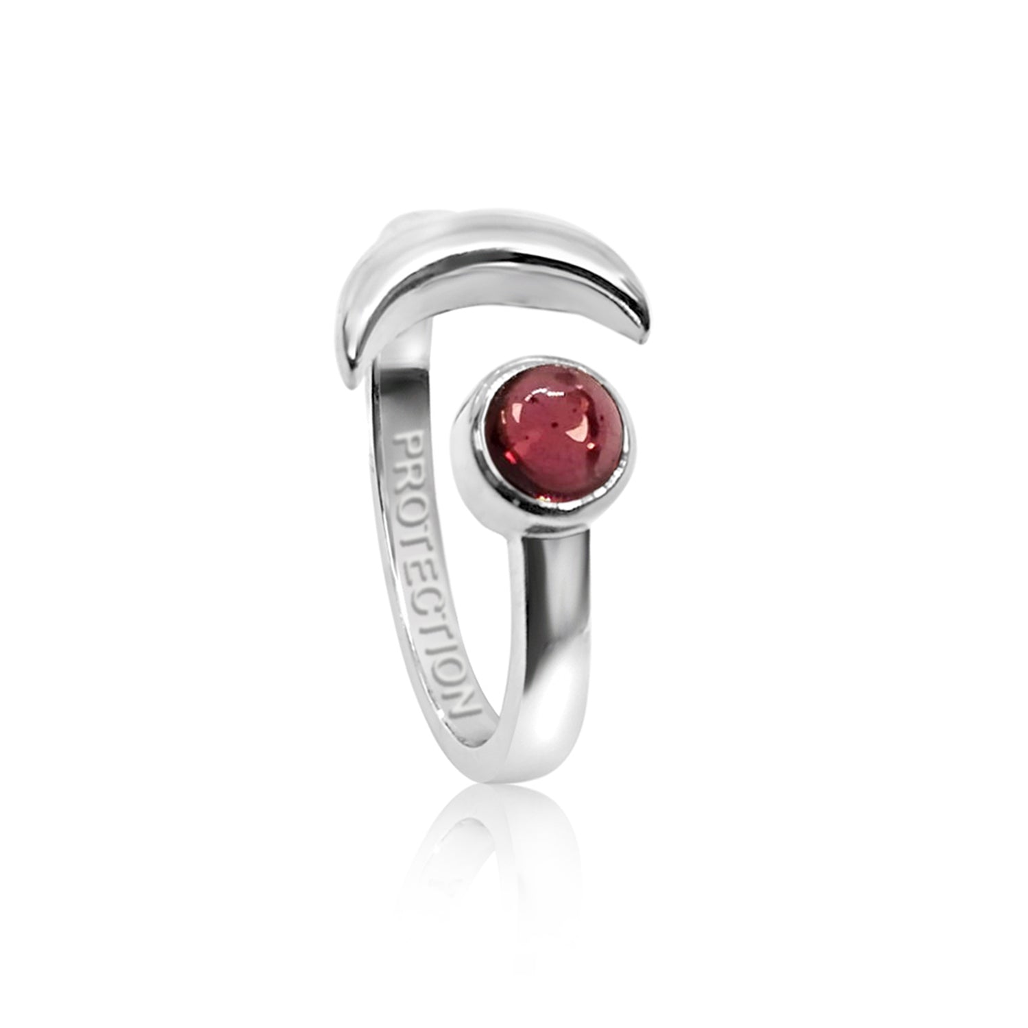 Adjustable January Protection Birthstone Ring In Sterling Silver-Garnet