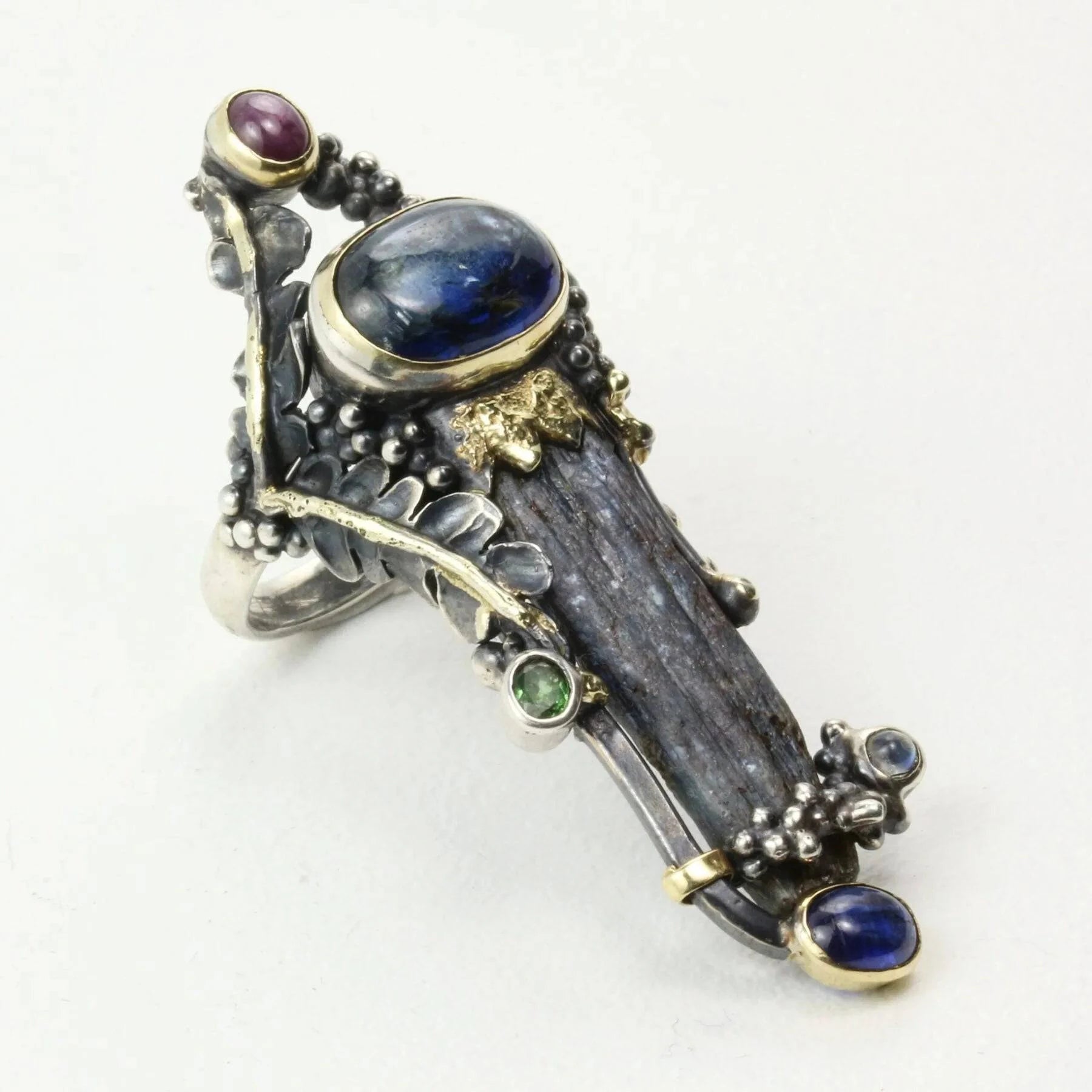 Mystic Revelation Ring Kyanite, Sapphire, Ruby, Peridots and Moonstone
